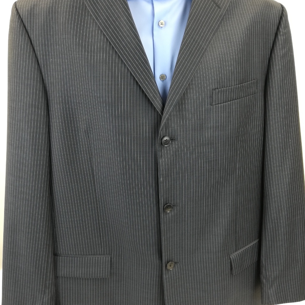 Perry Ellis Men's Suit Jacket 46L Char/grey Wool - Picture 2 of 8